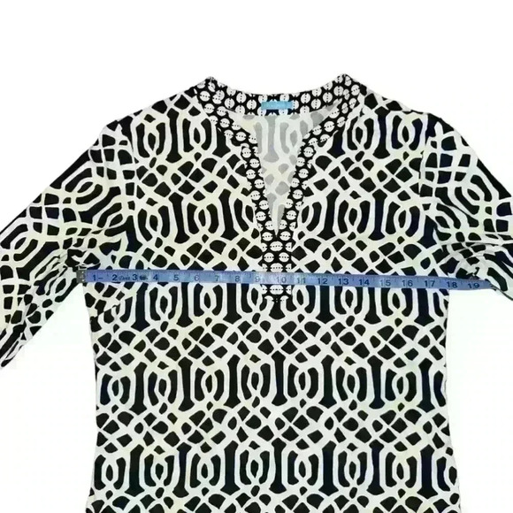 J. McLaughlin Catalina Tunic 3/4 sleeves M, Black white spring performance - Picture 5 of 7
